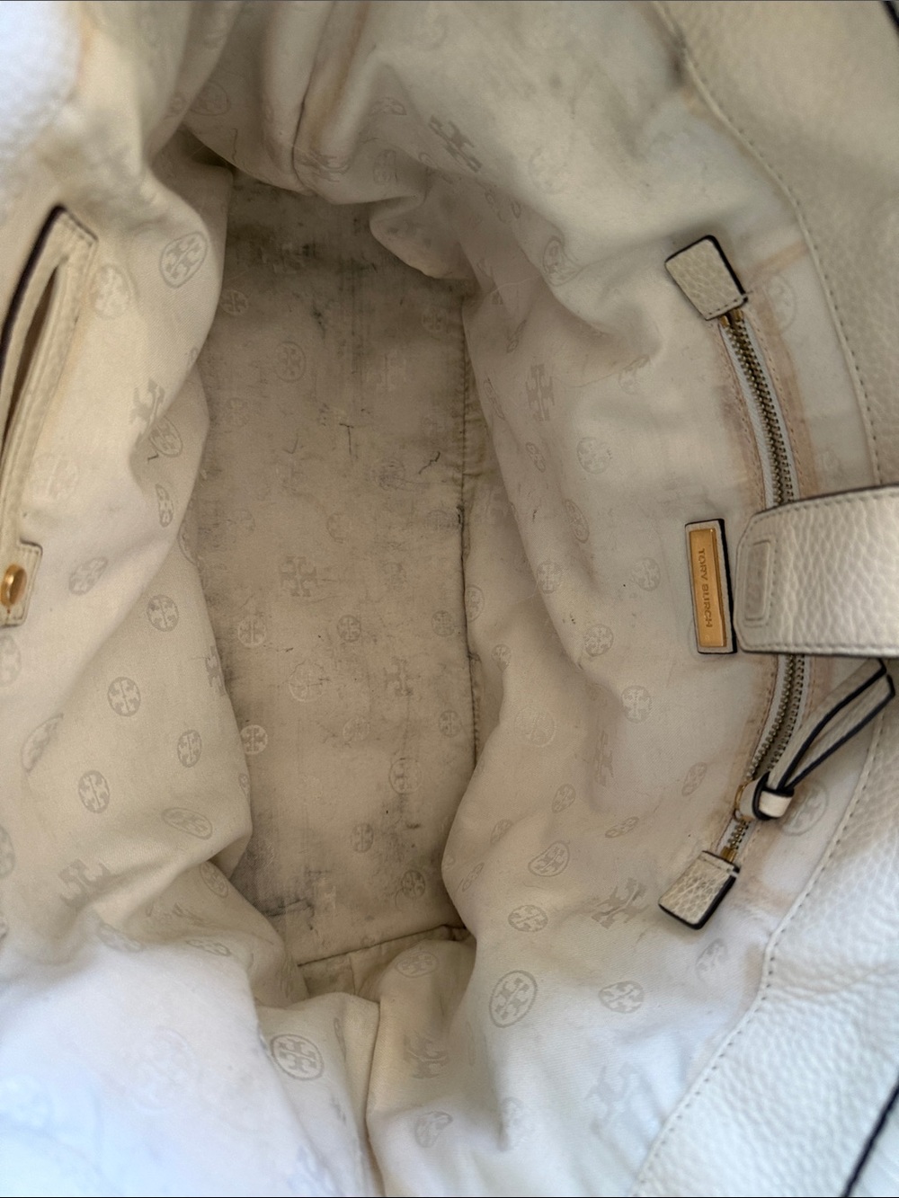 Tory Burch Ivory Pebbled Leather Braided-Handle Tote - Picture 10 of 10